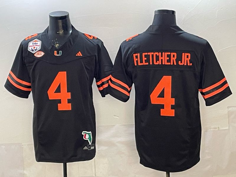 Men 2026 Miami Hurricanes #4 Fletcher jr Black 3th generations Limited NCAA Jersey 0014